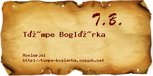 Tömpe Boglárka névjegykártya