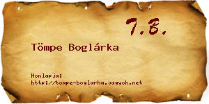 Tömpe Boglárka névjegykártya